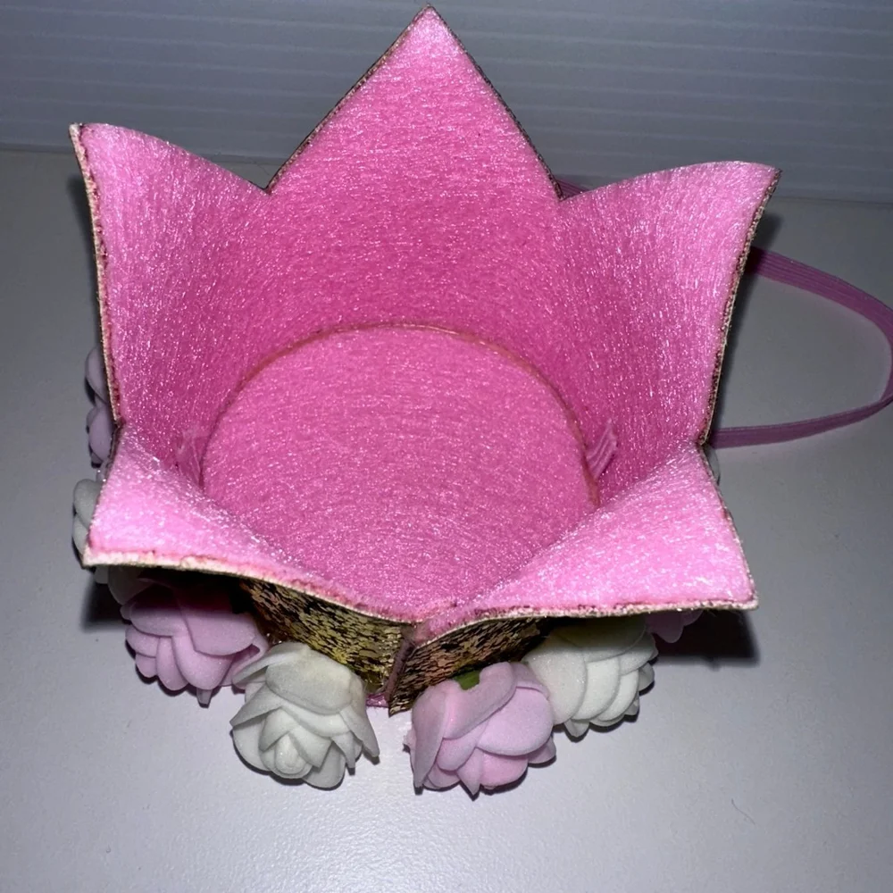 Baby Girl Pink Gold 1/2 Birthday Party Hat One Size Crown